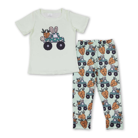 Bunny carrot truck top pants kids boys easter clothes