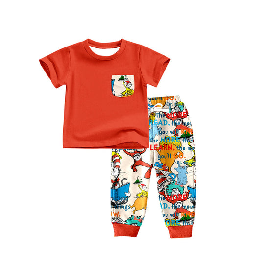 Red pocket top elephant cat hat boys clothing set