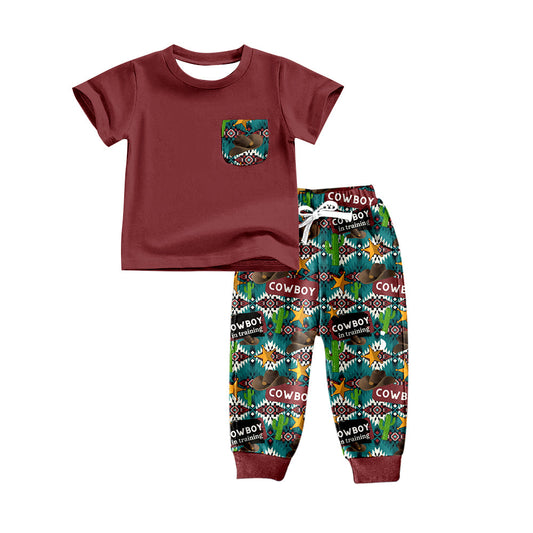 Pocket top cowboy cactus pants kids boys western outfits