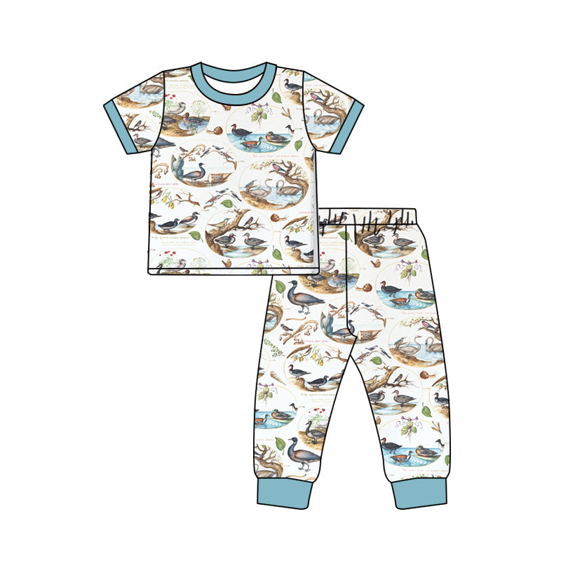 Short sleeves duck print kids boys pajamas