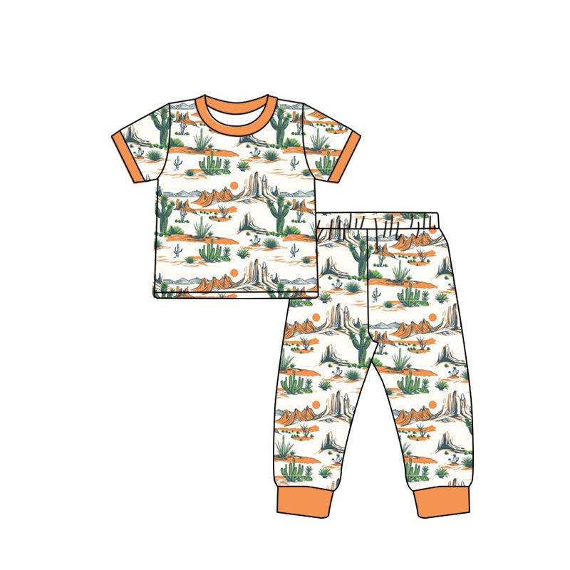 Short sleeves cactus western kids boys pajamas