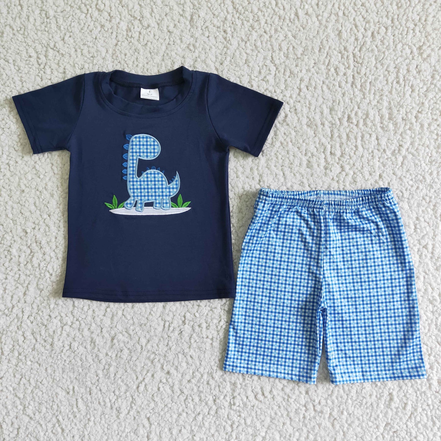 Dinosaur embroidery boy summer clothing set