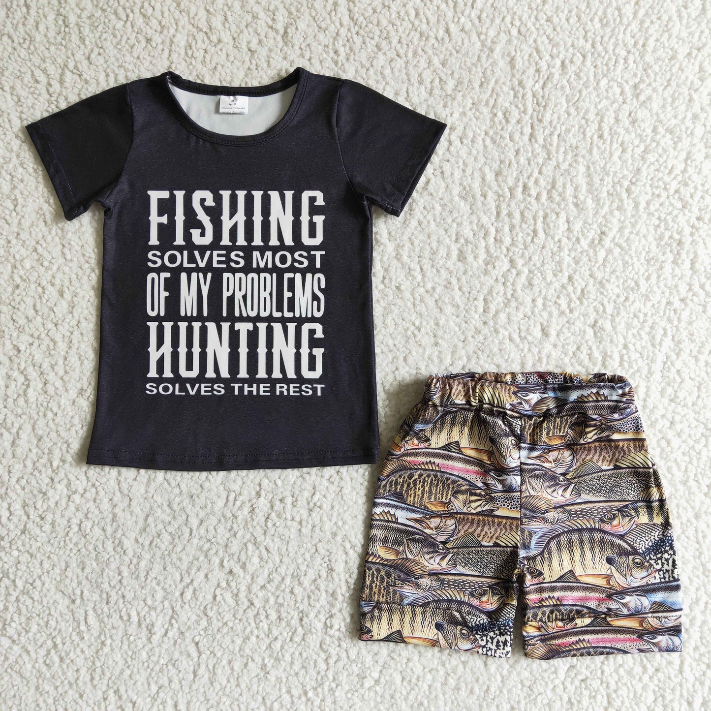 Fishing solves most of my problems hunting solves the rest boy summer clothing