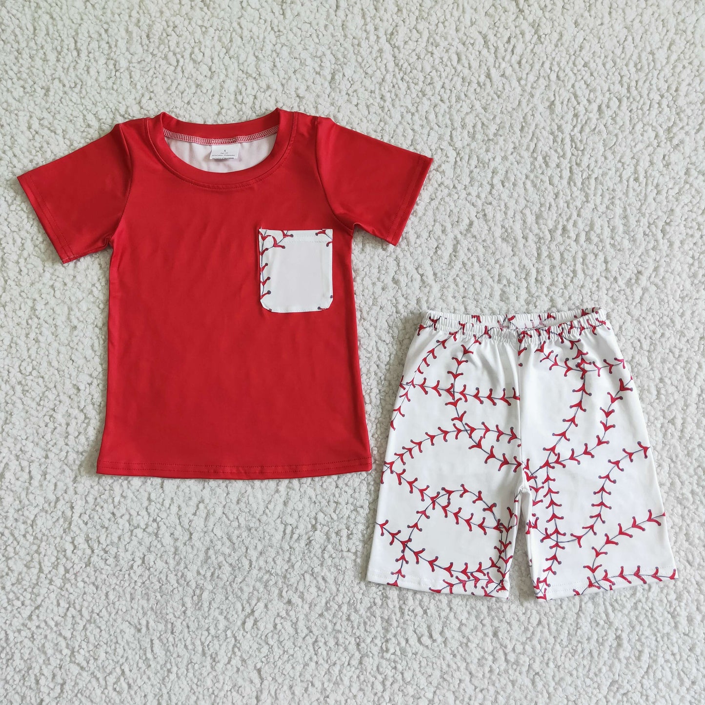 Red pocket shirt baby boy baseball clothes