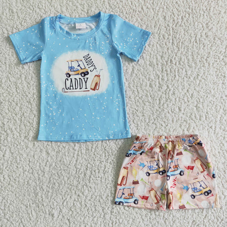 Daddy's Caddy golf print short sleeve shirt shorts boy summer outfits