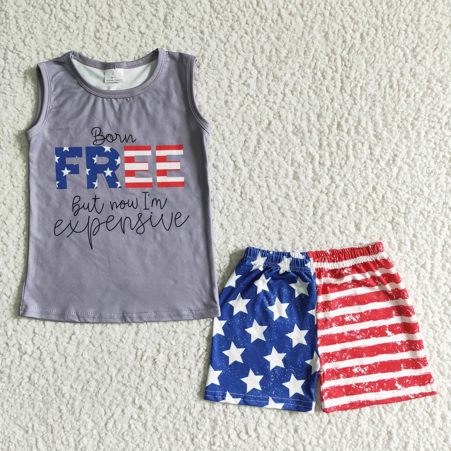 Born free but now I'm expensive shirt shorts boy 4th of july clothing