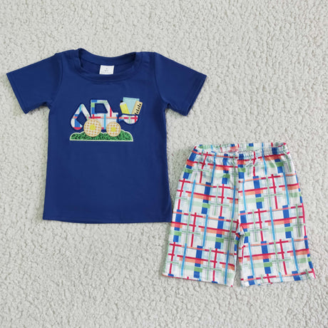 Truck pencil embroidery boy back to school clothing set