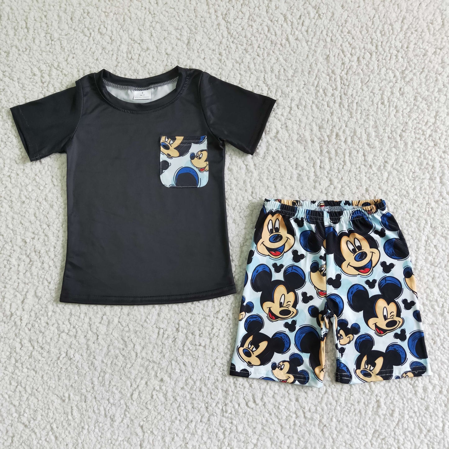 Black pocket cute mouse baby boy summer outfits