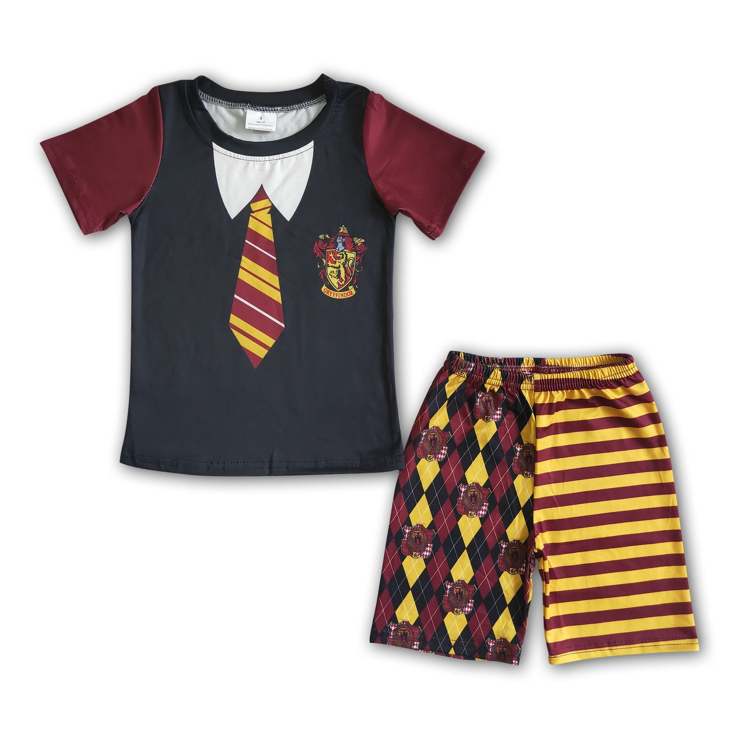 Black maroon yellow kids boys summer outfits