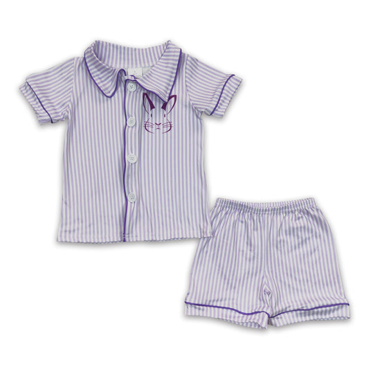 Lavender stripe bunny kids boy easter pajamas