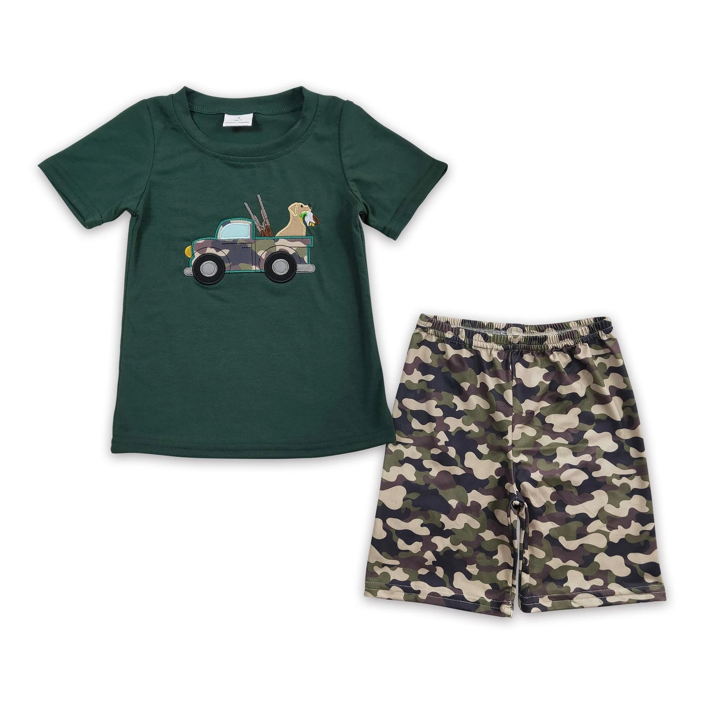 Camo truck dog embroidery kids boy hunting clothes