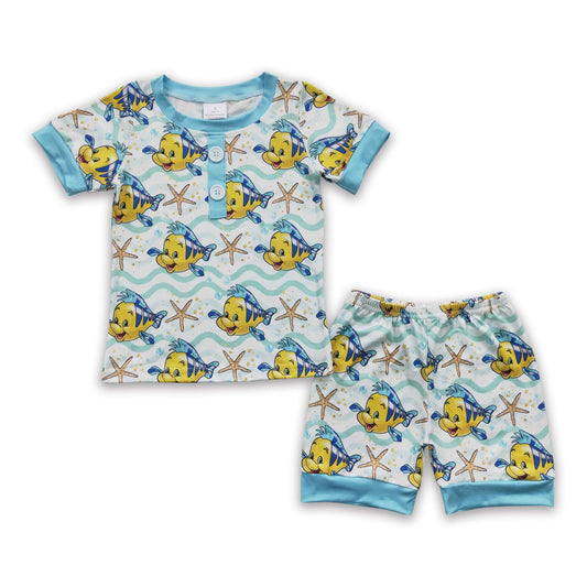Starfish short sleeves shirt shorts kids boy summer pajamas