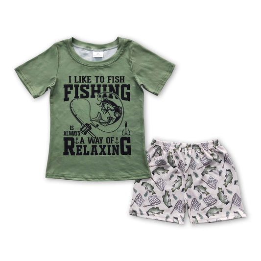 Fishing short sleeves shirt shorts boy summer outfits