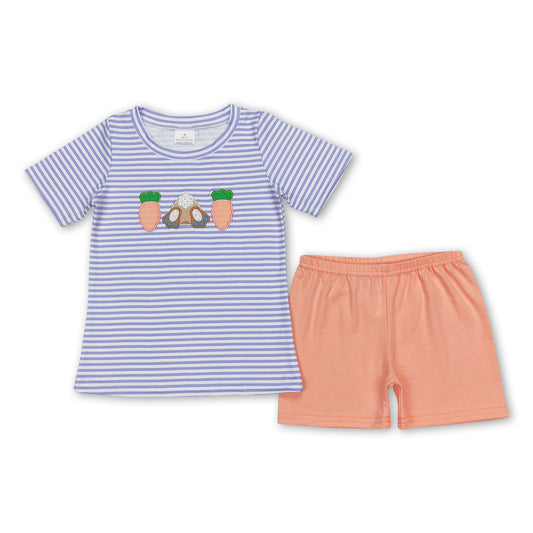 Stripe carrot bunny top short boy easter outfits
