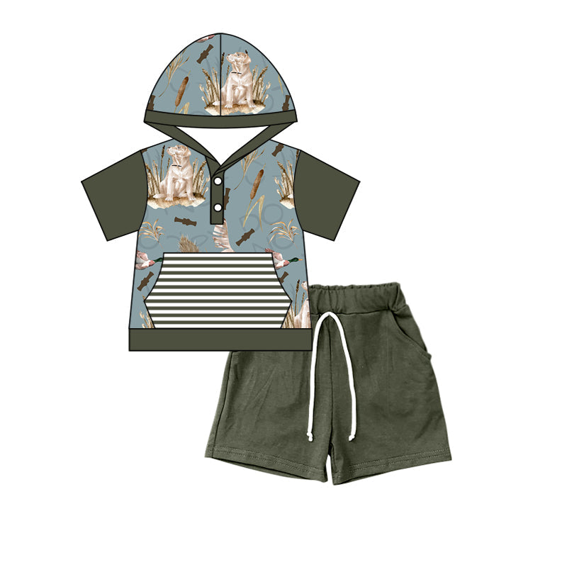 Dog duck short sleeves hoodie shorts boy summer outfits