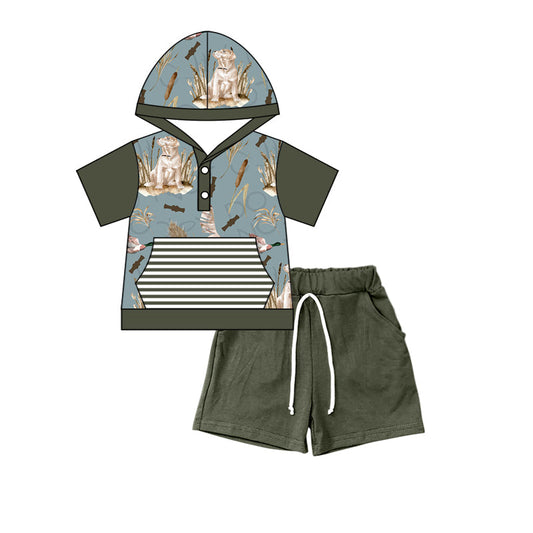 Dog duck short sleeves hoodie shorts boy summer outfits