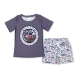 Short sleeves deer top camo shorts kids boy clothes