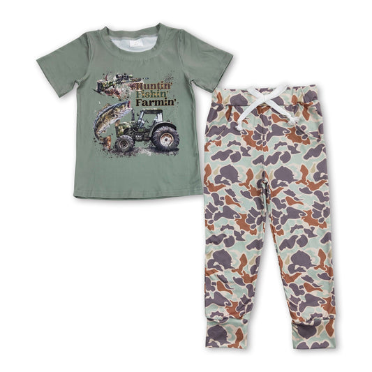 Huntin' Fishin' Farmin' top camo pants boys clothing