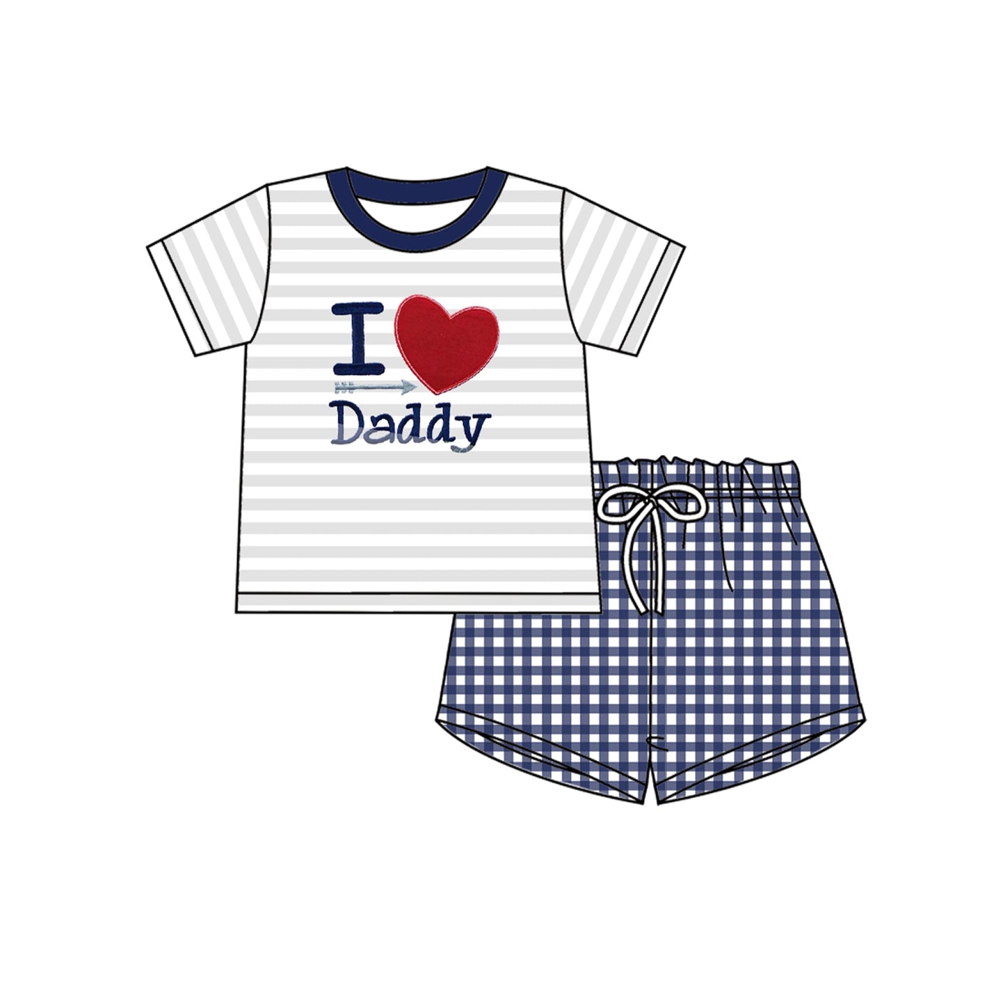 I love daddy top plaid shorts boys clothing set