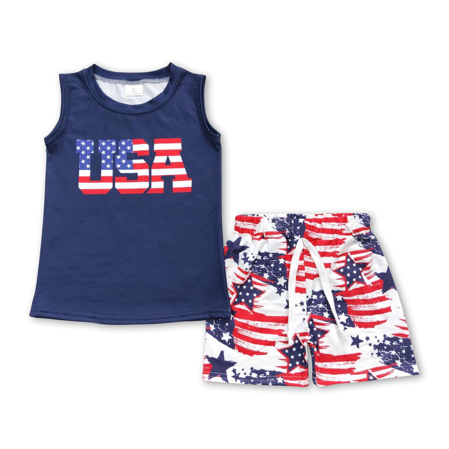 USA top flag shorts boys 4th of july outfits