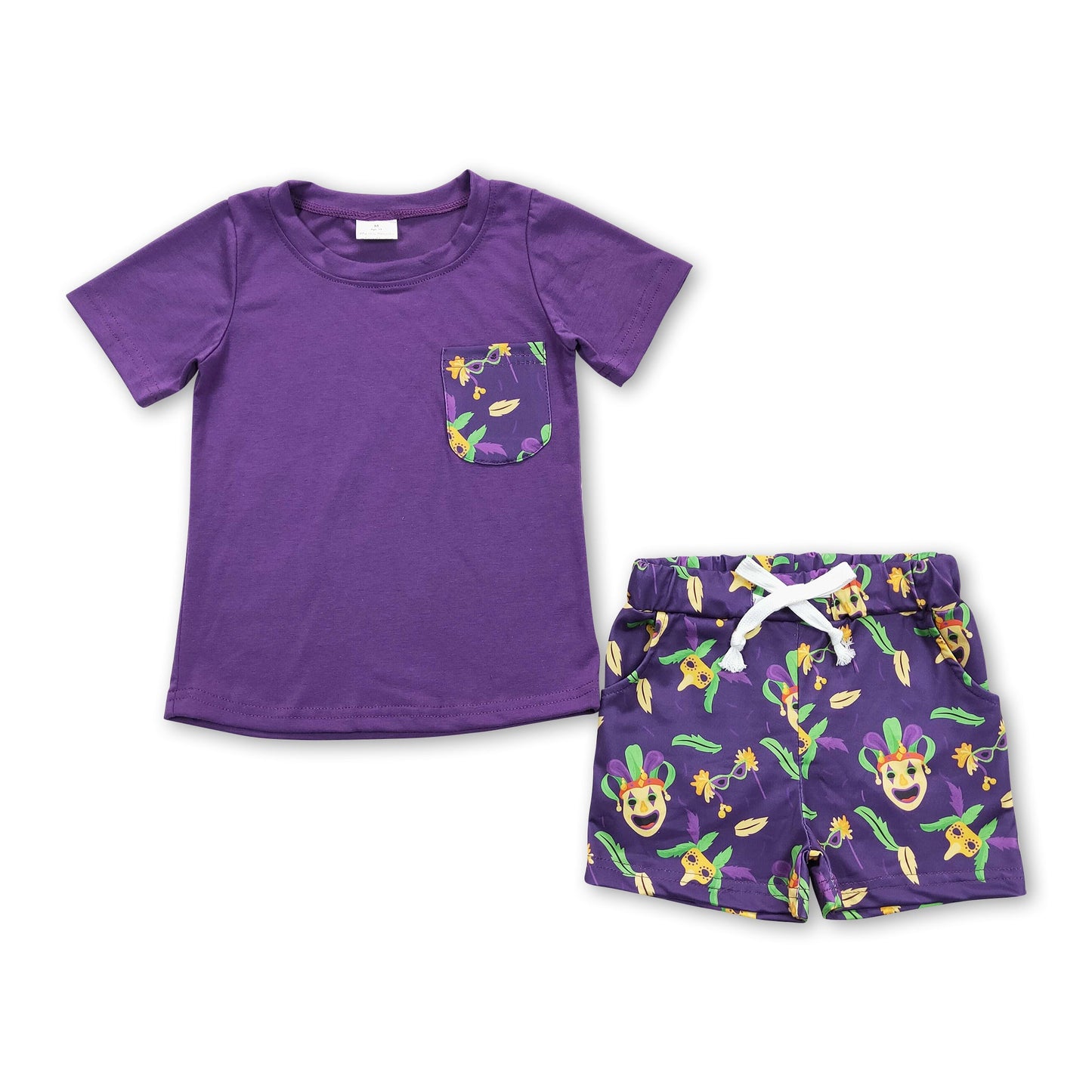 Purple pocket top shorts boys mardi gras outfits