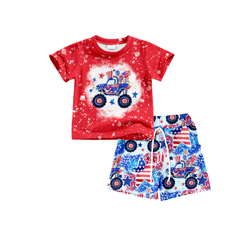 Stars balloon flag truck kids boys 4th of july outfits