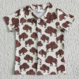 Cow print kids boy boutique polo shirt