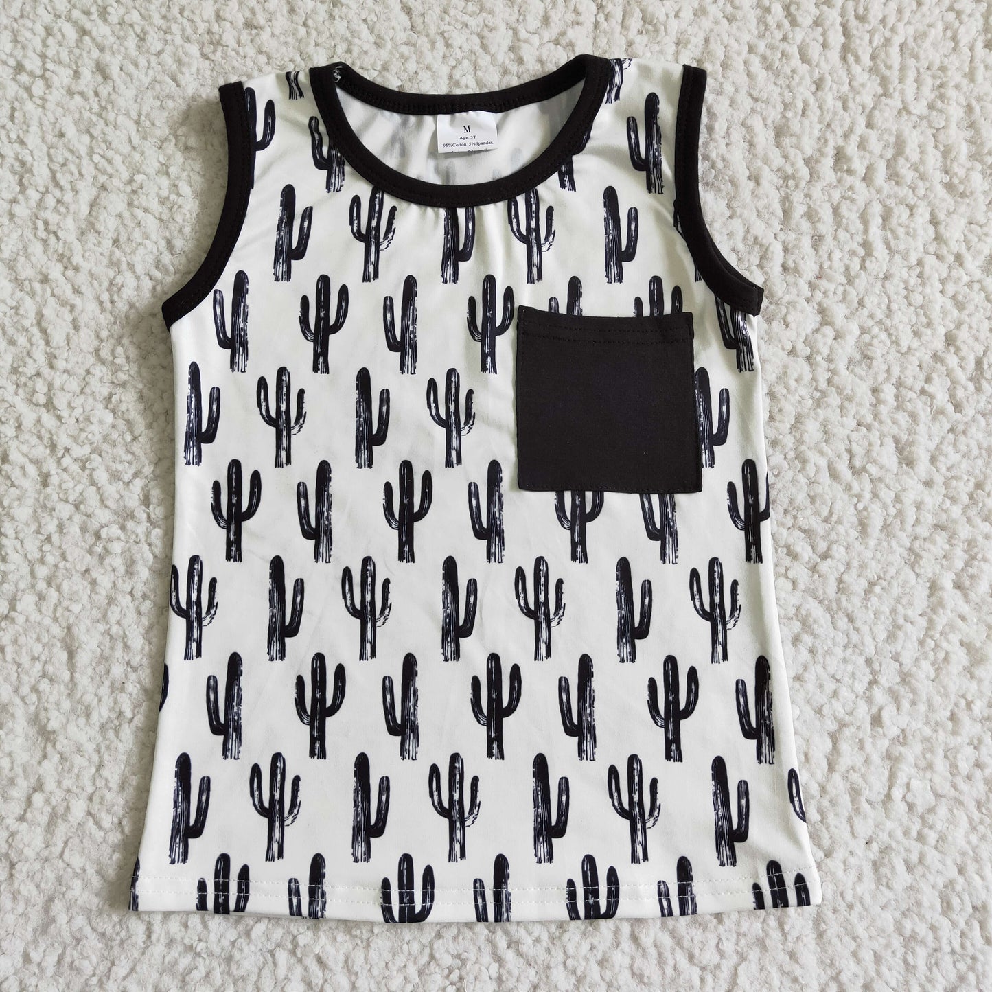 Sleeveless cactus pocket boy tank kids shirt