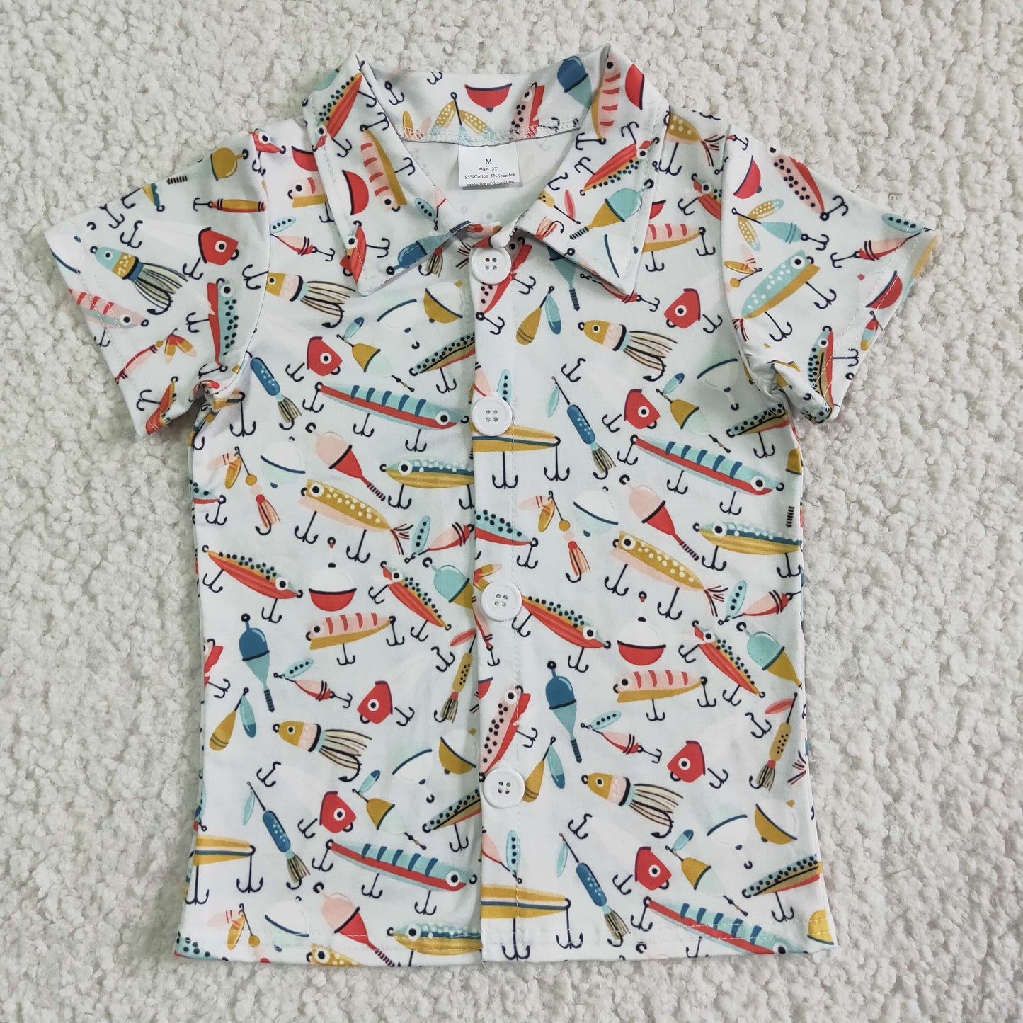 Fishing print baby boy boutique polo shirt