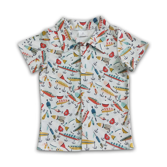 Fishing print baby boy boutique polo shirt