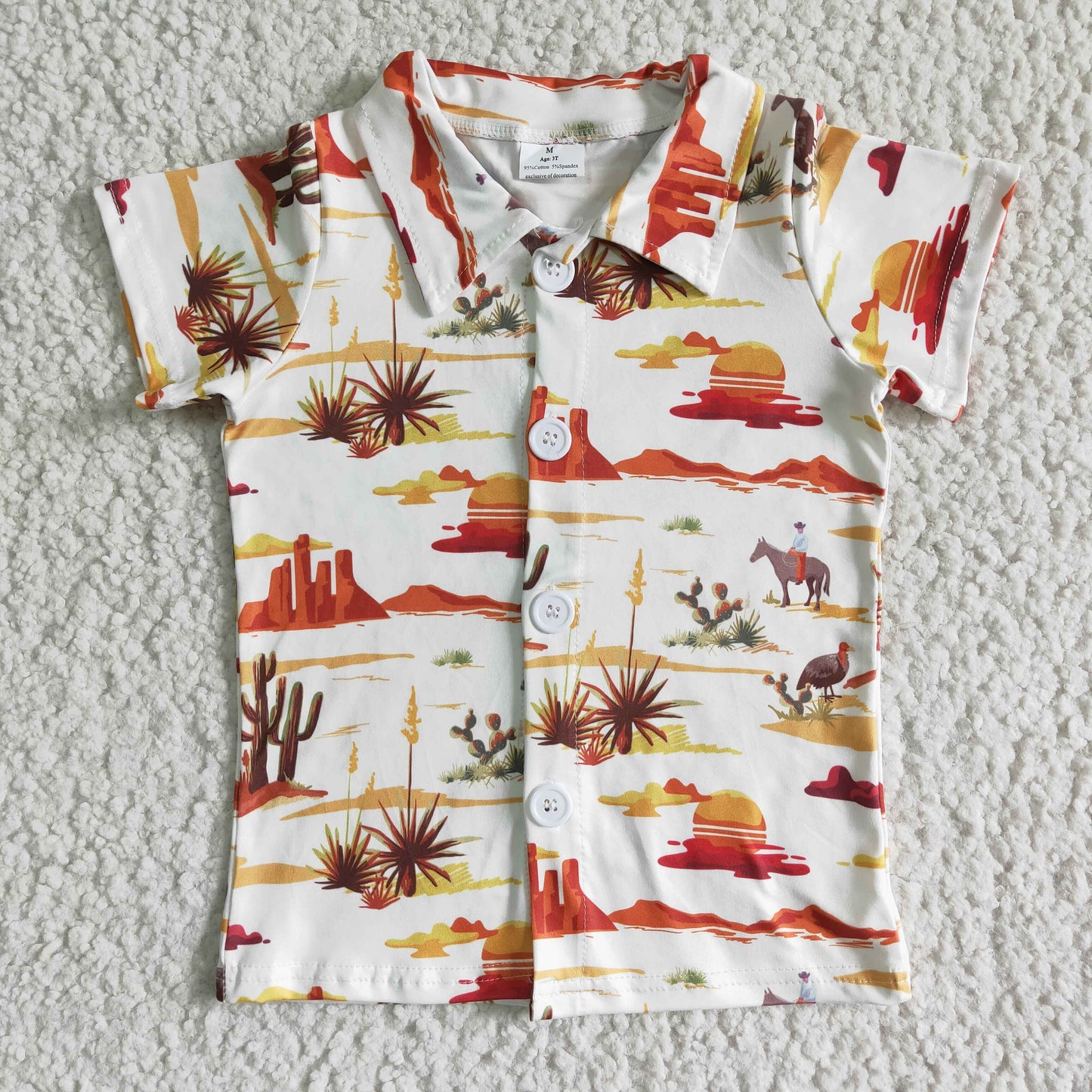 Short sleeve cactus baby boy polo shirt