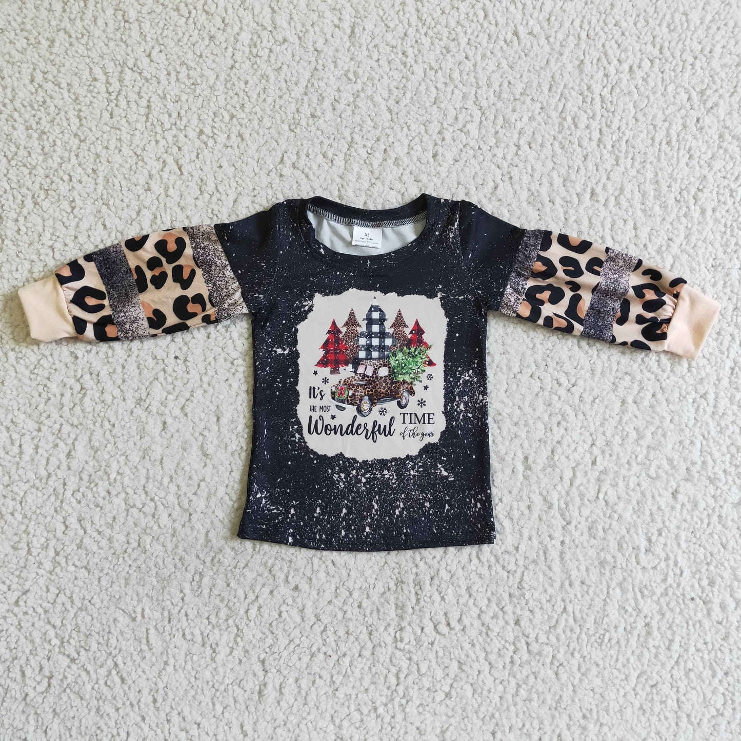 It's the most wonderful time leopard patchwork girls Christmas shirt