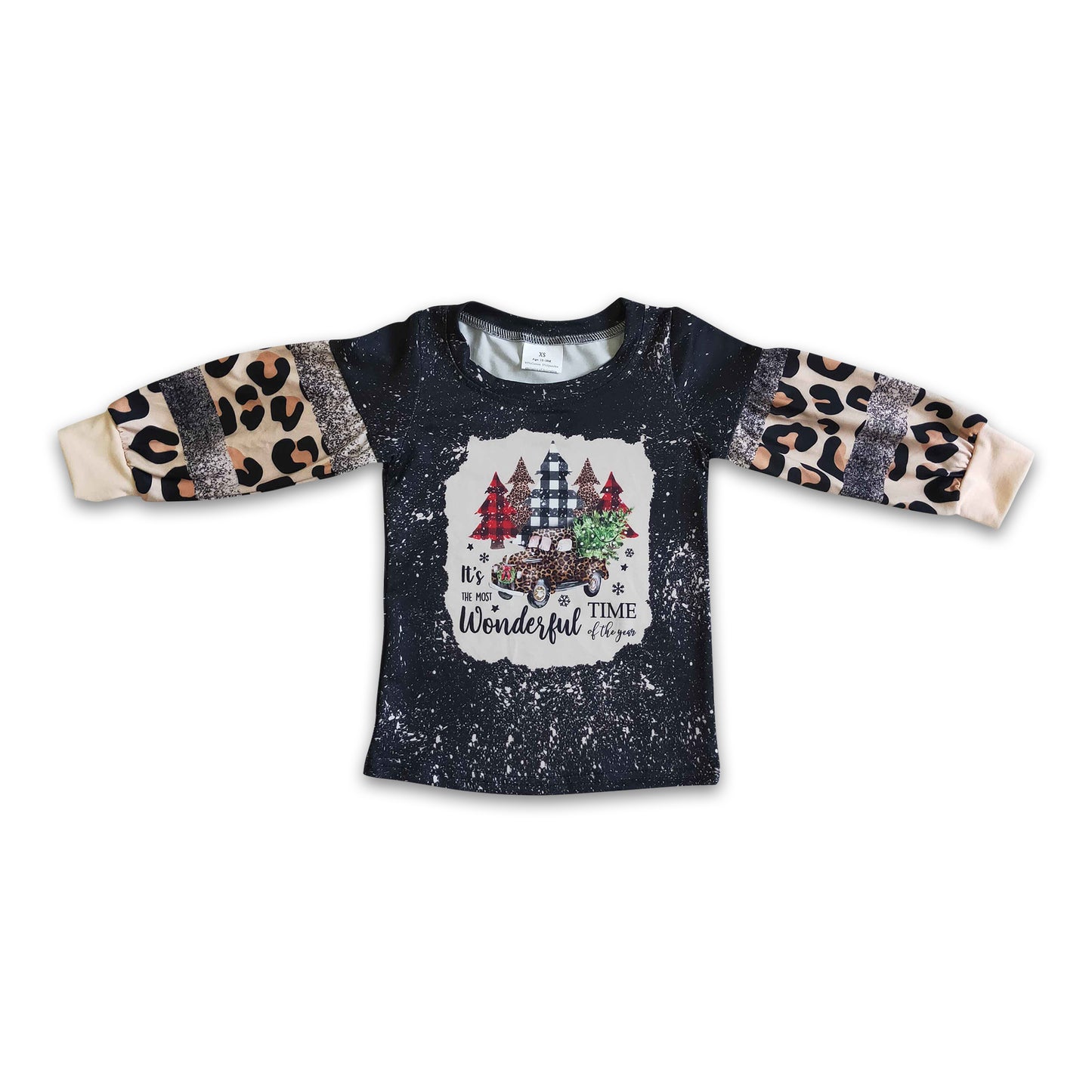 It's the most wonderful time leopard patchwork girls Christmas shirt