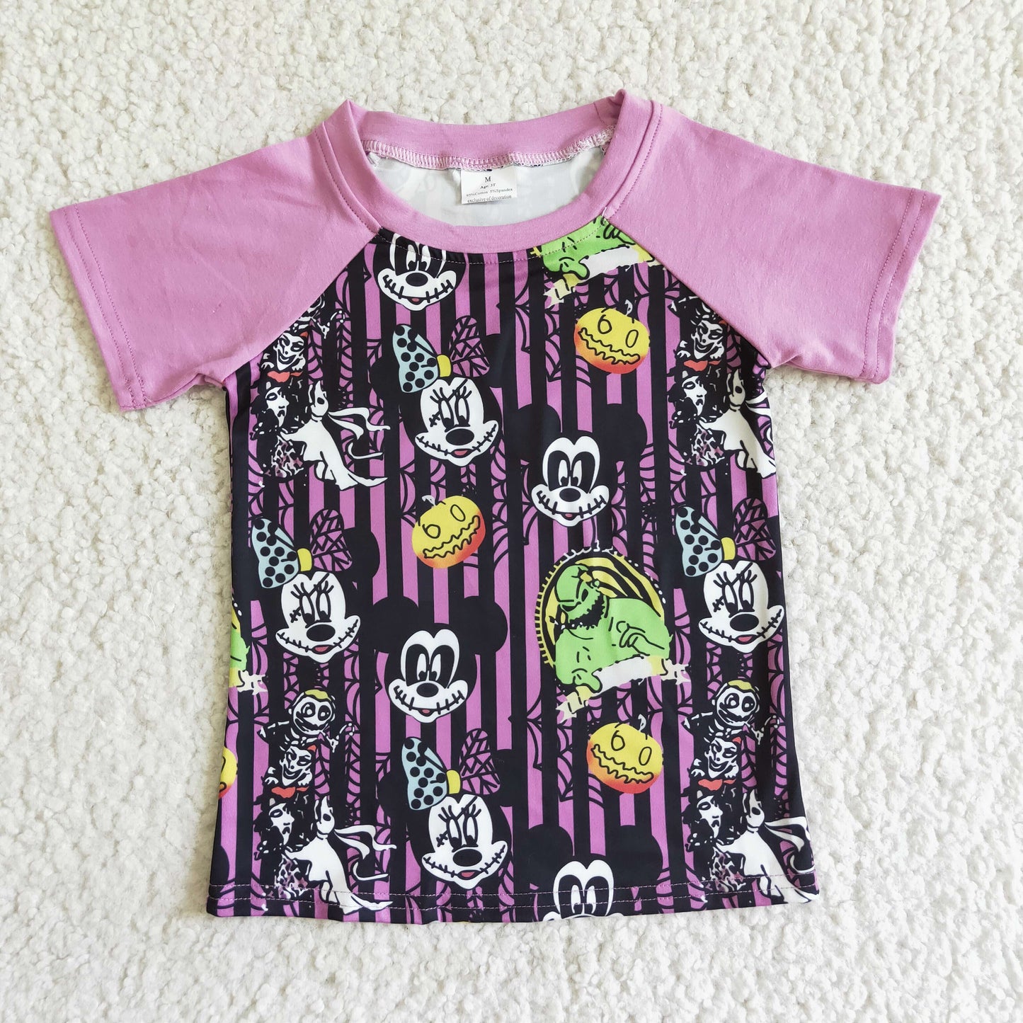 Lavender shorts leeve mouse print kids Halloween shirt