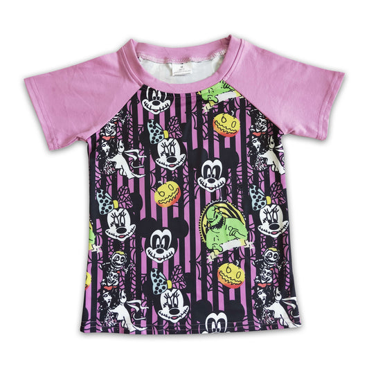 Lavender shorts leeve mouse print kids Halloween shirt