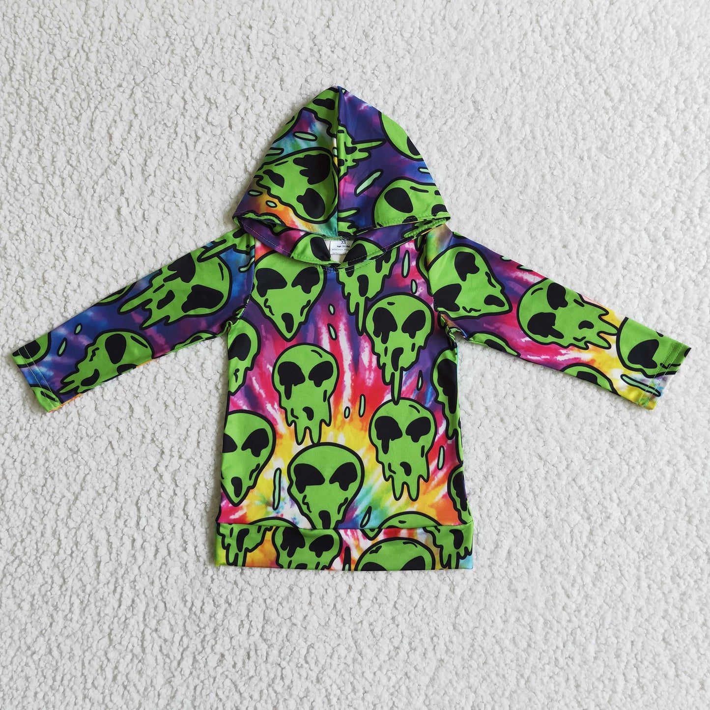 Green skull tie dye boy Halloween hoodie