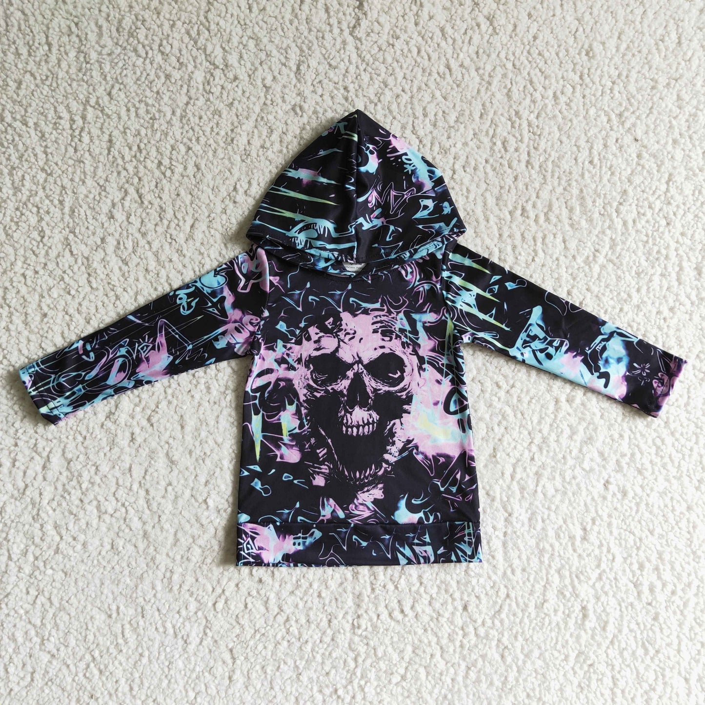 Black skull boy Halloween hoodie