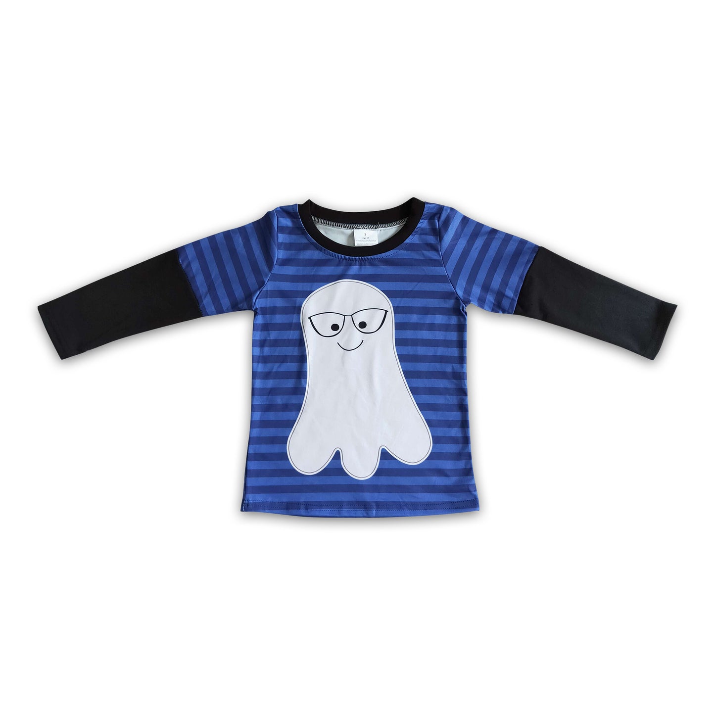 Ghost blue stripe top boy Halloween shirt