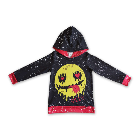 Silly skull smile black kids Halloween hoodie