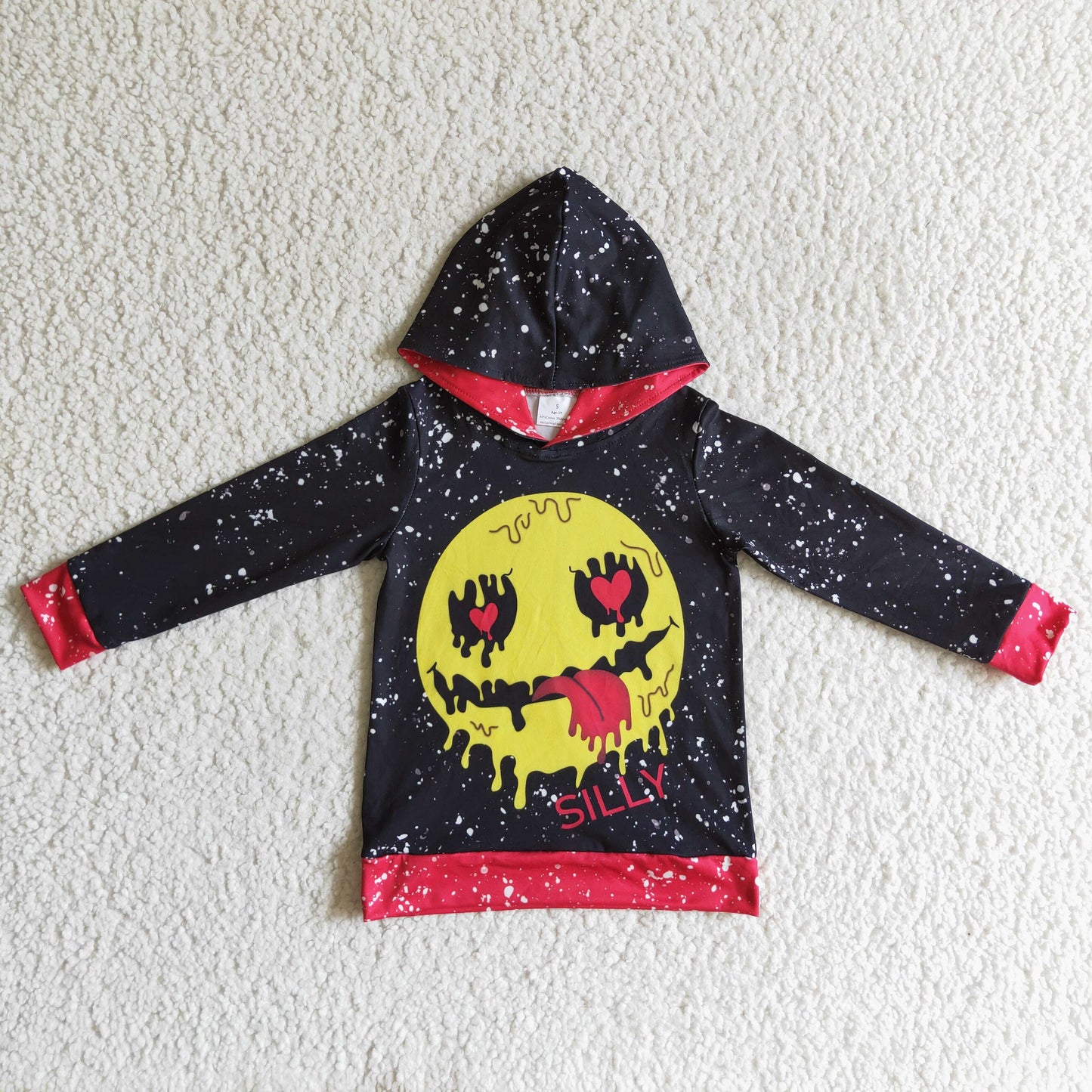 Silly skull smile black kids Halloween hoodie