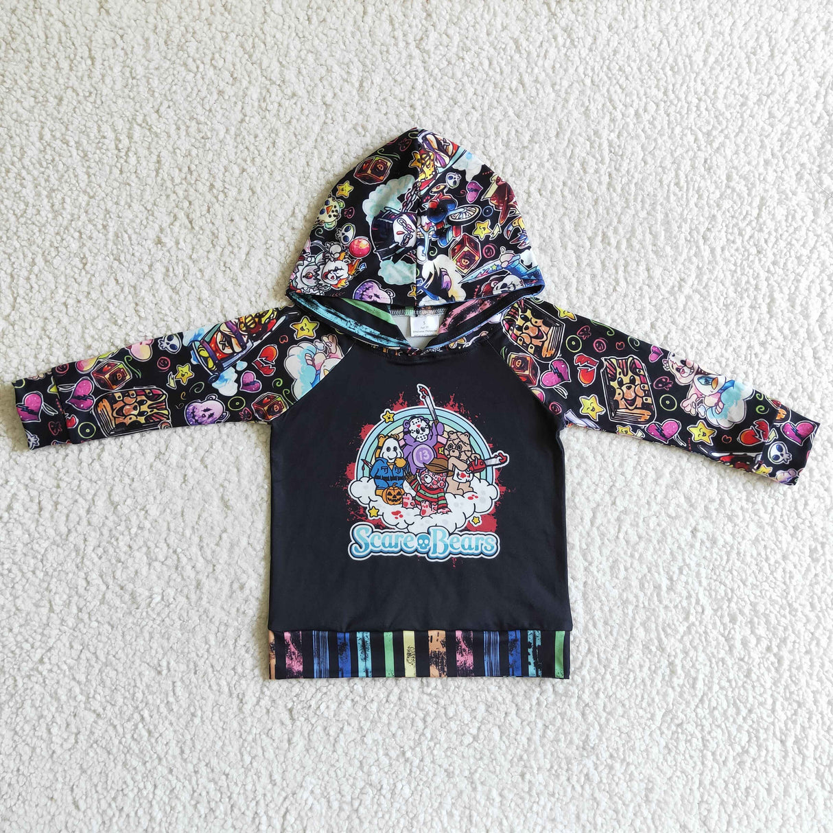 Scare black bear hoodie kids Halloween clothing