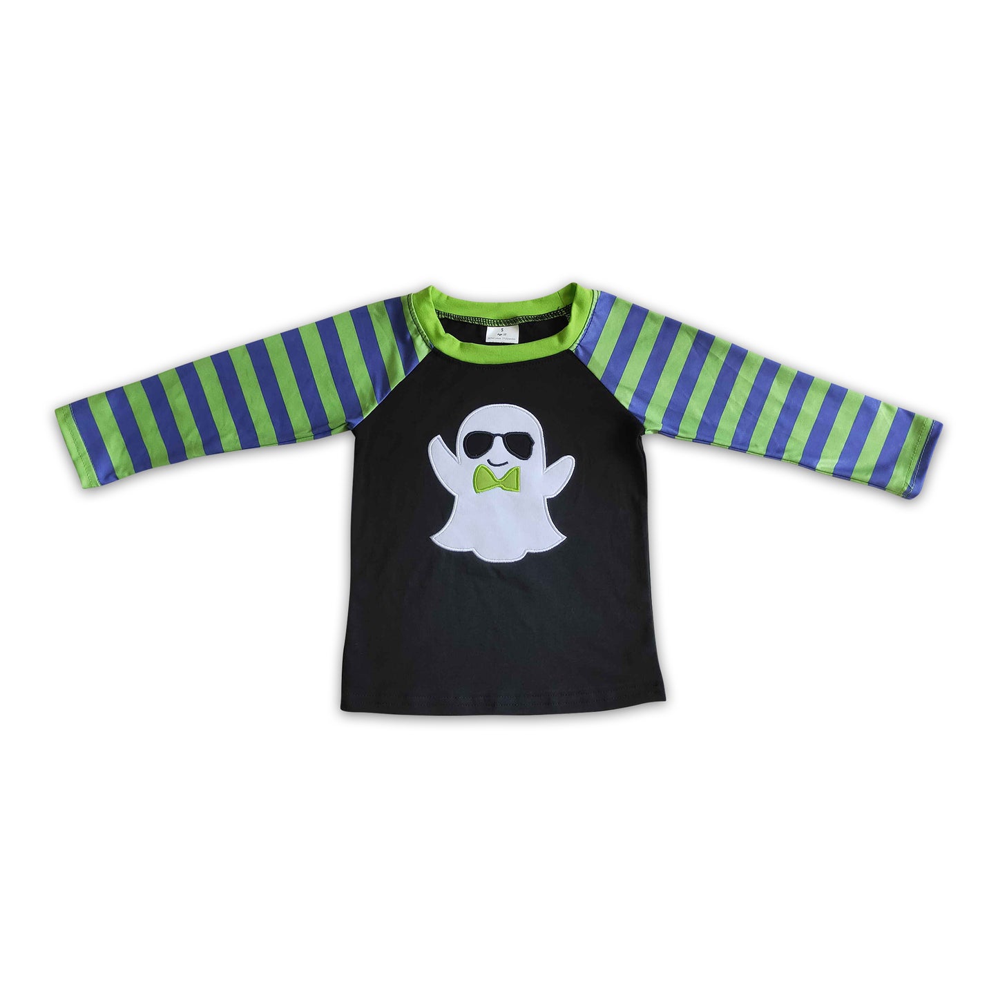 Ghost print stripe long sleeve boy Halloween shirt