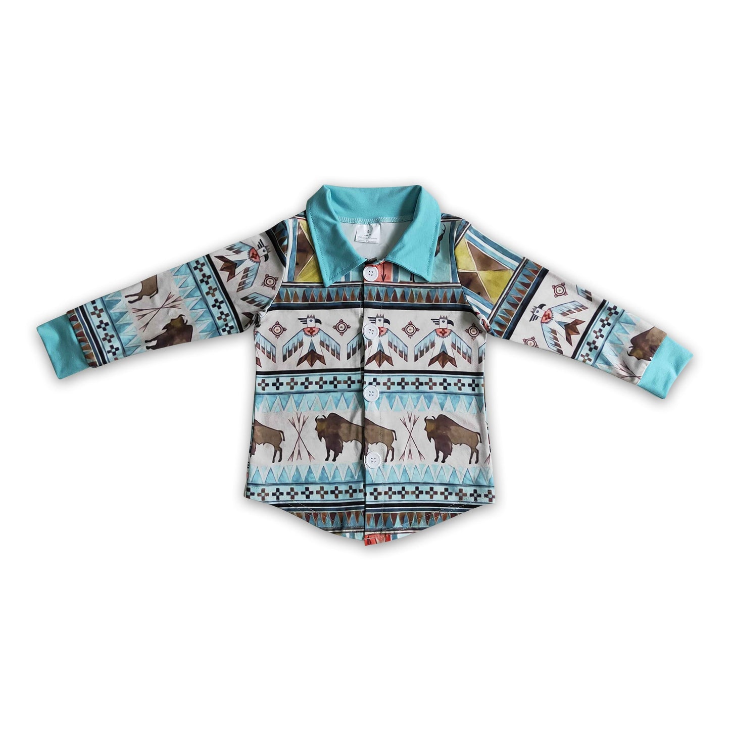 Horse bird kids boy western polo shirt