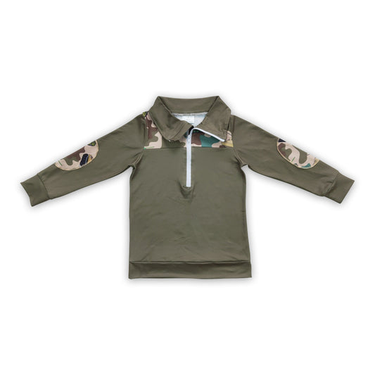 Camo tank olive long sleeves zipper pullover