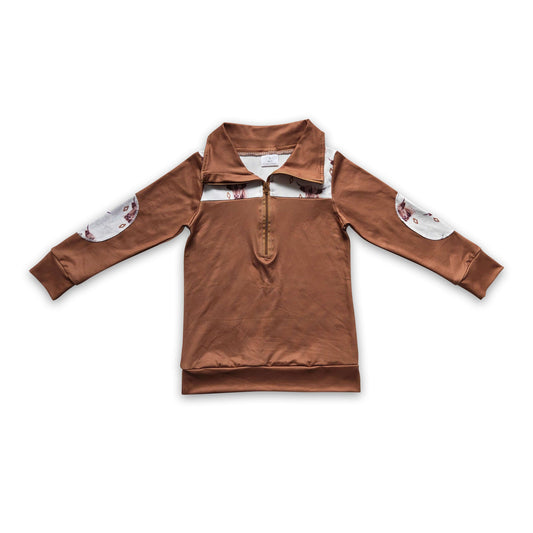 Highland cow solid long sleeves kids boy pullover
