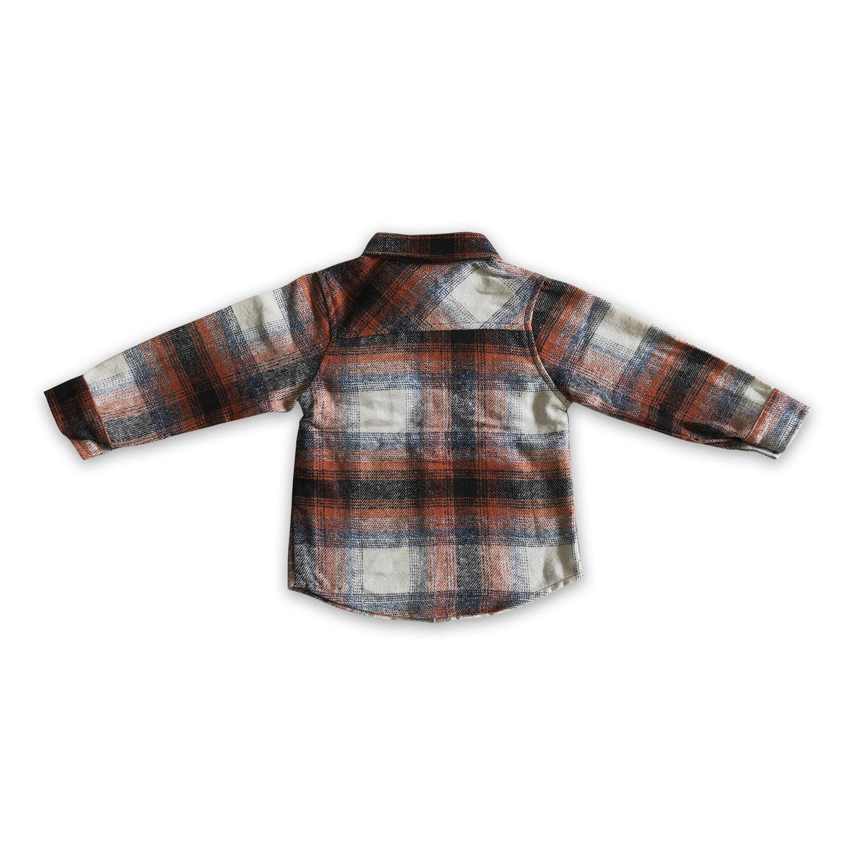 Orange cotton pocket boy super thick flannel button up shirt