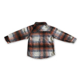 Orange cotton pocket boy super thick flannel button up shirt