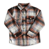 Orange cotton pocket boy super thick flannel button up shirt
