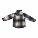 Navy plaid cotton pocket boy super thick flannel button up shirt