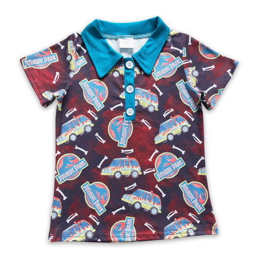 Dinosaur park short sleeves boy summer shirt